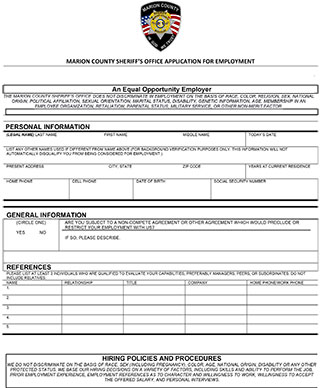 Marion County Sheriff's Office Employment Application